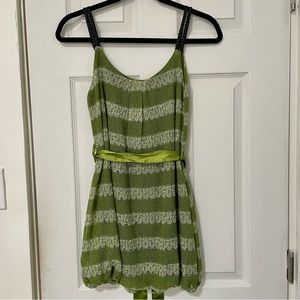 Green striped t-shirt dress